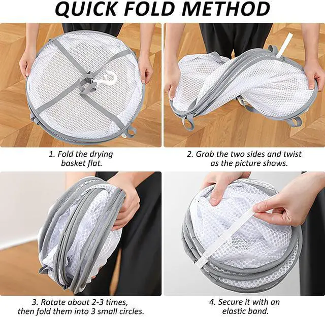 Alt view image 3 of 7 - 3-Tier Folding Mesh Clothes Hanging Dryer, Sweater Drying Rack, Large Laundry Drying Rack, Lay fold Flat Dry Hanger, Mesh Clothes Hanging Dryer - XL(3Tier)