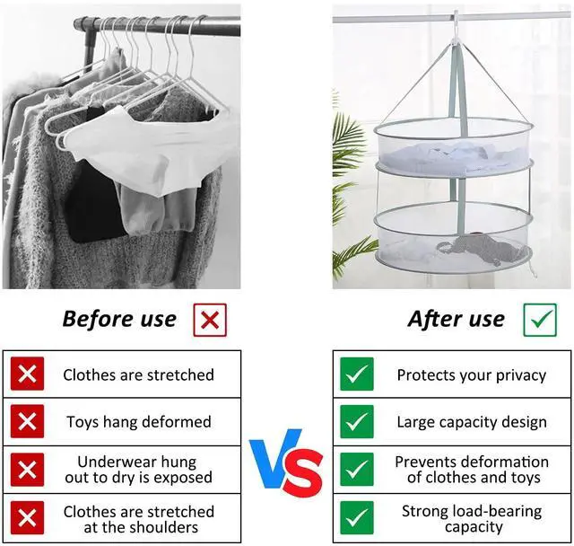 Alt view image 6 of 7 - 3-Tier Folding Mesh Clothes Hanging Dryer, Sweater Drying Rack, Large Laundry Drying Rack, Lay fold Flat Dry Hanger, Mesh Clothes Hanging Dryer - XL(3Tier)