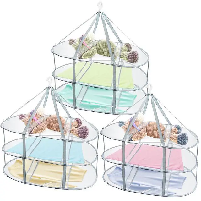 Main image of 3 Pack Sweater Drying Rack Flat Mesh Foldable 3 Tier Laundry Clothes Drying Rack for Sweaters Delicates Dolls T-Shirt Swimsuit Sweater Underwear