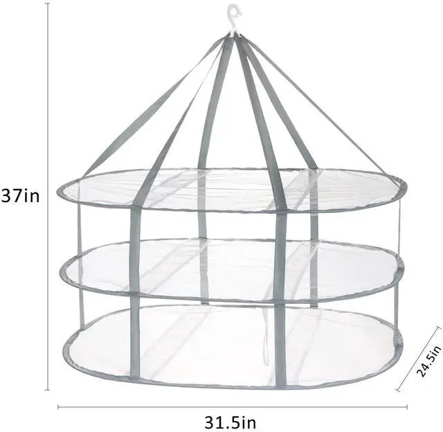 Alt view image 2 of 7 - 3-Tier Folding Mesh Clothes Hanging Dryer, Sweater Drying Rack, Large Laundry Drying Rack, Lay fold Flat Dry Hanger, Mesh Clothes Hanging Dryer - XL(3Tier)