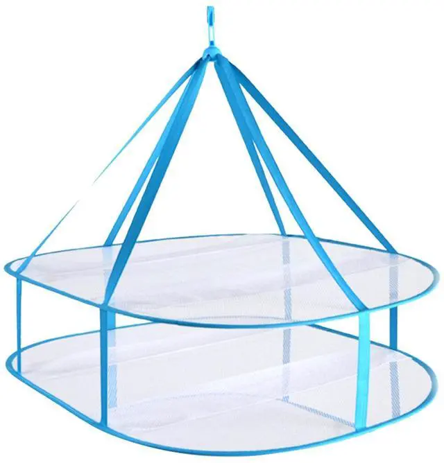 Main image of 2-3 Tier Folded Mesh Clothes Drying Rack, Stackable Sweater Drying Rack, Portable Hanging Laundry Racks with Fixing Band for T-Shirt, Swimsuit, Underwear(Color:2 Tier)