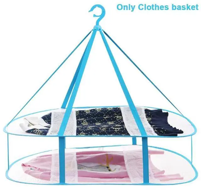 Alt view image 4 of 7 - 2-3 Tier Folded Mesh Clothes Drying Rack, Stackable Sweater Drying Rack, Portable Hanging Laundry Racks with Fixing Band for T-Shirt, Swimsuit, Underwear(Color:2 Tier)