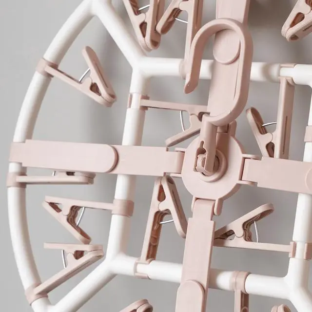 Alt view image 4 of 6 - Clothes Drying Racks Foldable Clip Hangers Drip Hanger Plastic with 20 Drying Clips (Light Pink-Circle)
