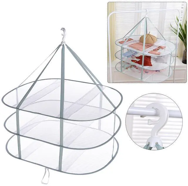 Main image of 3 Tier Folding Drying Rack, 10Lb Capacity Space Saving Hanging Dryer with Fixing Band, Stackable Sweater Laundry Rack for Clothes, T-Shirt, Towels, Underwear, Indoor Outdoor Use, 31inch