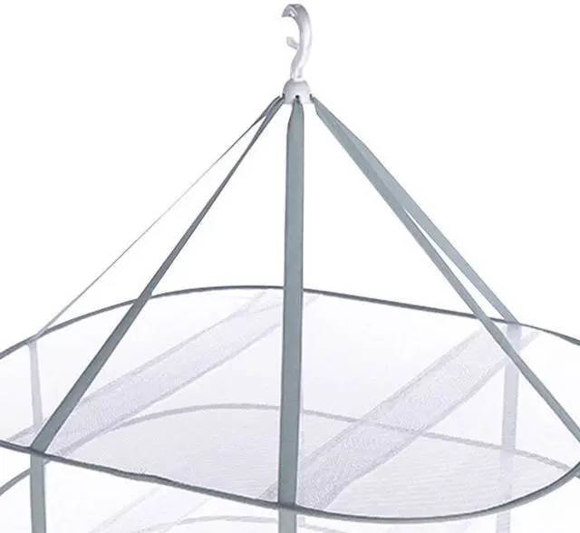 Alt view image 4 of 7 - 3 Tier Folding Drying Rack, 10Lb Capacity Space Saving Hanging Dryer with Fixing Band, Stackable Sweater Laundry Rack for Clothes, T-Shirt, Towels, Underwear, Indoor Outdoor Use, 31inch