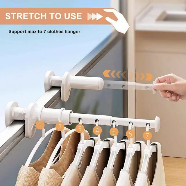 Alt view image 2 of 7 - 2 Pack Clothes Drying Rack for Travel Retractable Bar Laundry Hanger Portable Collapsible for Student Accommodation, Travel,Car,Suitcase (2)