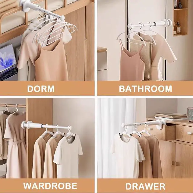 Alt view image 3 of 7 - 2 Pack Clothes Drying Rack for Travel Retractable Bar Laundry Hanger Portable Collapsible for Student Accommodation, Travel,Car,Suitcase (2)