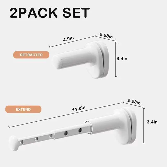 Alt view image 7 of 7 - 2 Pack Clothes Drying Rack for Travel Retractable Bar Laundry Hanger Portable Collapsible for Student Accommodation, Travel,Car,Suitcase (2)
