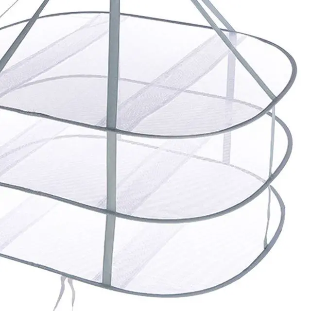 Alt view image 5 of 7 - 3-Tier Folded Mesh Clothes Hanging Dryer Sweater Drying Rack,Windproof Laundry Drying Rack,Hanging Mesh Dryer for Underwear Lingerie Blouse Herb,Net Clothes Dryers,30.71x24.02x31.50inch