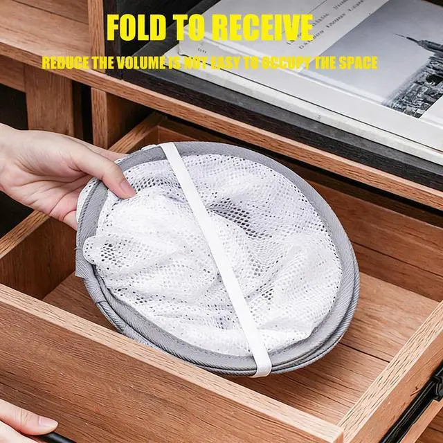 Alt view image 7 of 7 - 3-Layer Foldable Mesh Sweater Drying Rack, Portable Hanging Clothes Drying Rack with Fixed Belt, Can Stack Sweater Clothes, T-Shirts, Towels, Underwear, Indoor and Outdoor Use, Gray