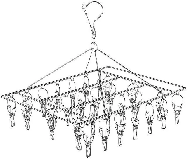 Main image of Sock Folding Stainless Steel Sock Drying Rack with 46 Clips,Metal Sock Hangers with Clips360 DegreesSwivel Hook Wind-Proof Clothes Hanger Rack,for Sock, Bras, Underwear, Laundry Accessories