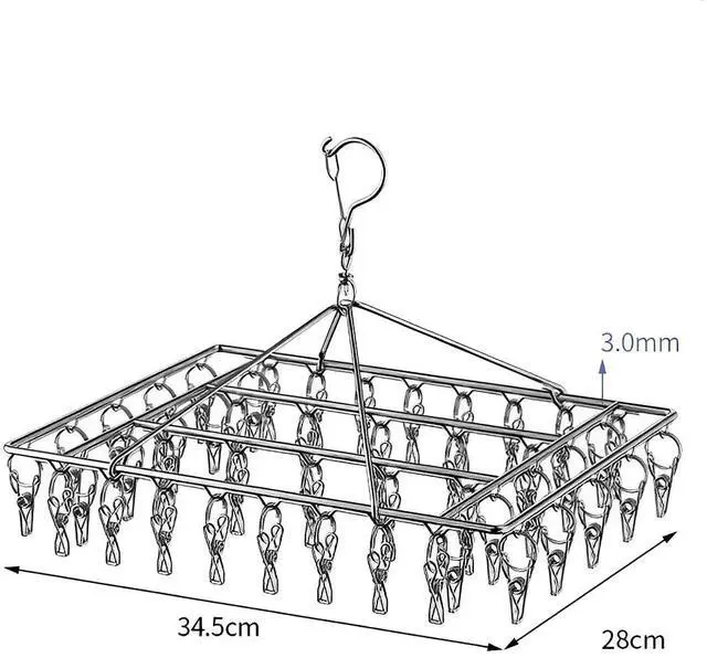 Alt view image 2 of 5 - Sock Folding Stainless Steel Sock Drying Rack with 46 Clips,Metal Sock Hangers with Clips360 DegreesSwivel Hook Wind-Proof Clothes Hanger Rack,for Sock, Bras, Underwear, Laundry Accessories