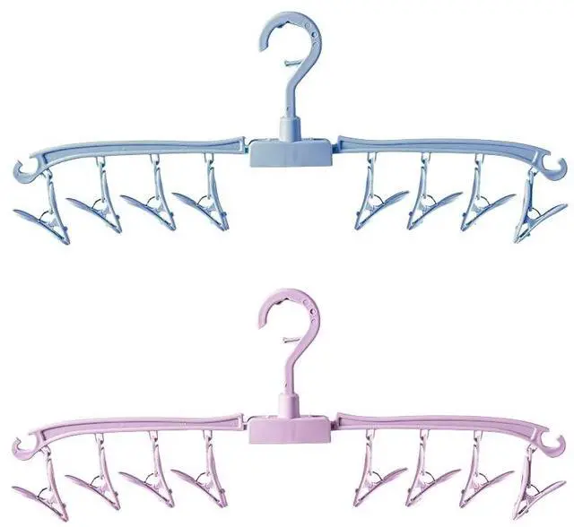 Main image of Foldable Drying Rack Drip Hanger, Portable Underwear Hangers Hanging Drying Rack, Sock Drying Rack Made of Polypropylene for Drying Socks Lingerie Baby Clothes Drying Towels (Pink Blue)