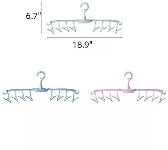 Alt view image 2 of 7 - Foldable Drying Rack Drip Hanger, Portable Underwear Hangers Hanging Drying Rack, Sock Drying Rack Made of Polypropylene for Drying Socks Lingerie Baby Clothes Drying Towels (Pink Blue)