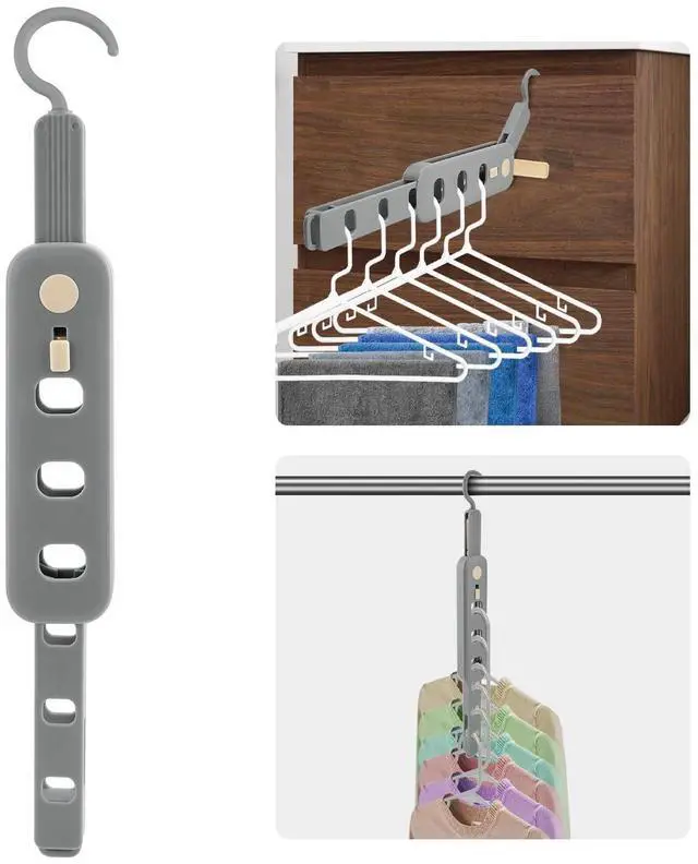Main image of Folding Clothes Drying Rack Portable for Travel, Space Saving Hangers Plastic for Closet (Grey 1 Pack)