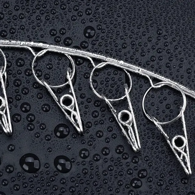 Alt view image 3 of 7 - Clothes Hanger with 10 Clips, Stainless Steel, Windproof, for Drying Socks, Bras, Underwears, Baby Clothes, Hats, Scarfs, Towels, Pants and Gloves, Set of 4 (Indoors)