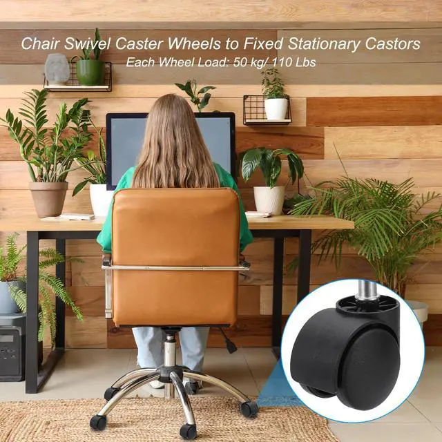 Alt view image 6 of 7 - Office Chair Wheels 2 Inch, Replacement Desk Caster Wheels 7/16" x 7/8" Smooth Quite Rolling Stem Wheels 110 Lbs Per Wheel for Work Chair Gaming Chair, Gray