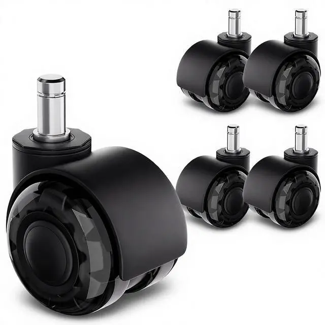 Main image of Office Chair Wheels 2" Dual-Wheels Roller Blade Rubber Chair Casters Replacement, Heavy Duty Quiet No Scratch Gaming Chair Wheel for Hardwood Floor Carpet, Set of 5, Universal Fit/Not for 1KEA