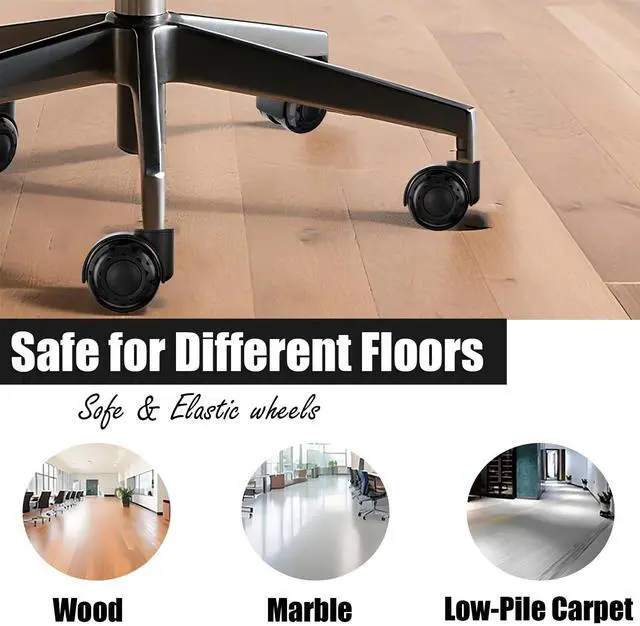 Alt view image 6 of 7 - Office Chair Wheels 2" Dual-Wheels Roller Blade Rubber Chair Casters Replacement, Heavy Duty Quiet No Scratch Gaming Chair Wheel for Hardwood Floor Carpet, Set of 5, Universal Fit/Not for 1KEA
