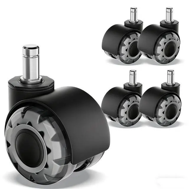 Main image of Office Chair Wheels 2" Dual-Wheels Roller Blade Rubber Chair Casters Replacement, Heavy Duty Quiet No Scratch Gaming Chair Wheel for Hardwood Floor Carpet, Set of 5, Universal Fit/Not for 1KEA