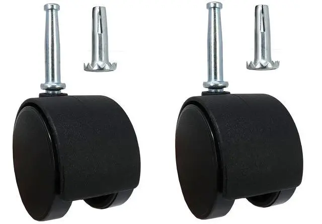 Main image of 2" Smooth-Rolling Twin Wheel Office Chair Casters, Dual-Wheel Swivel Caster Wheels for Office Chairs, Set of 2, Black
