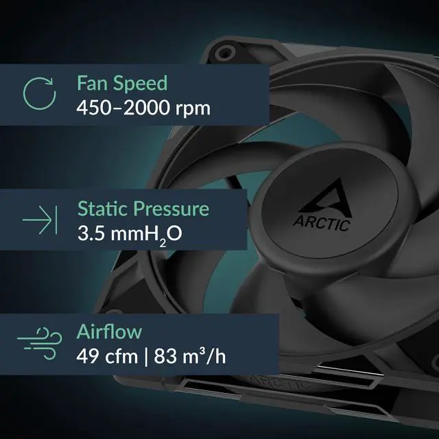 Alt view image 2 of 7 - P12 Pro LN - Low-Noise Premium Fan, 120 mm PWM Fan, 450-2000 RPM, 0 RPM <5% PWM, Fluid Dynamic Bearing, 4-Pin - Black