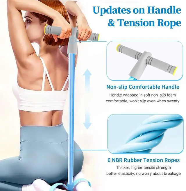 Alt view image 3 of 7 - Pedal Resistance Bands with Handles, Durable 6-Tubes Multifunction Resistance Band, Natural Rubber Foot Pedal Resistance Bands, Fitness Resistance Bands for Abdomen, Waist, Arm, Leg, Pilates (Blue)