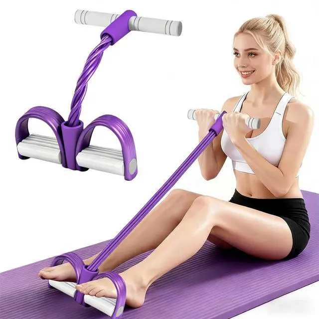Main image of 8-Tubes Pedal Resistance Band with Handle, Multifunction Exercise Rope for Working Out, Foot Pedal Resistance Band for Abdomen, Waist, Arm, Leg, Pur