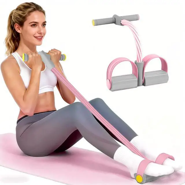 Main image of Pedal Resistance Bands with Handles, Durable 6-Tubes Multifunction Resistance Band, Natural Rubber Foot Pedal Resistance Bands, Fitness Resistance Bands for Abdomen, Waist, Arm, Leg, Pilates - Pink