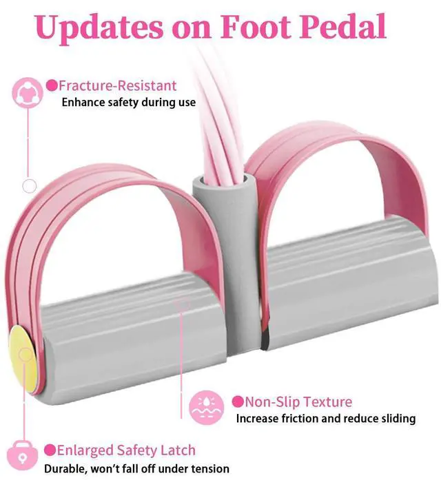 Alt view image 4 of 7 - Pedal Resistance Bands with Handles, Durable 6-Tubes Multifunction Resistance Band, Natural Rubber Foot Pedal Resistance Bands, Fitness Resistance Bands for Abdomen, Waist, Arm, Leg, Pilates - Pink