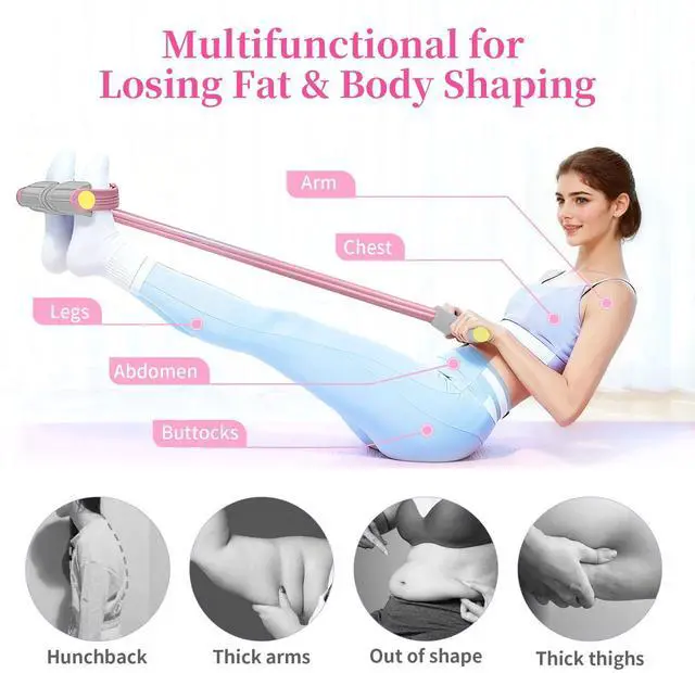 Alt view image 6 of 7 - Pedal Resistance Bands with Handles, Durable 6-Tubes Multifunction Resistance Band, Natural Rubber Foot Pedal Resistance Bands, Fitness Resistance Bands for Abdomen, Waist, Arm, Leg, Pilates - Pink