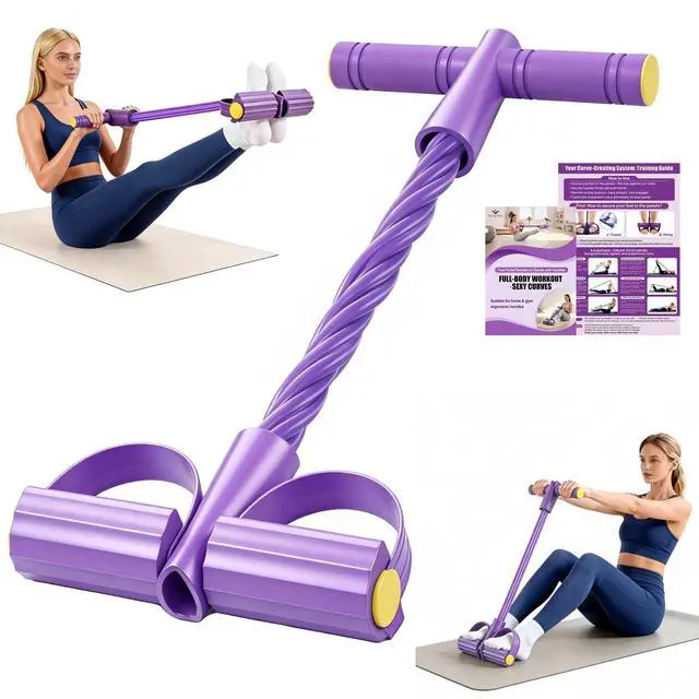 Main image of Wysperix Foot Pedal Resistance Bands with Handles, 6-Tube Multifunction Exercise Bands, Durable Home Gym Fitness Equipment for Women & Men (Purple)