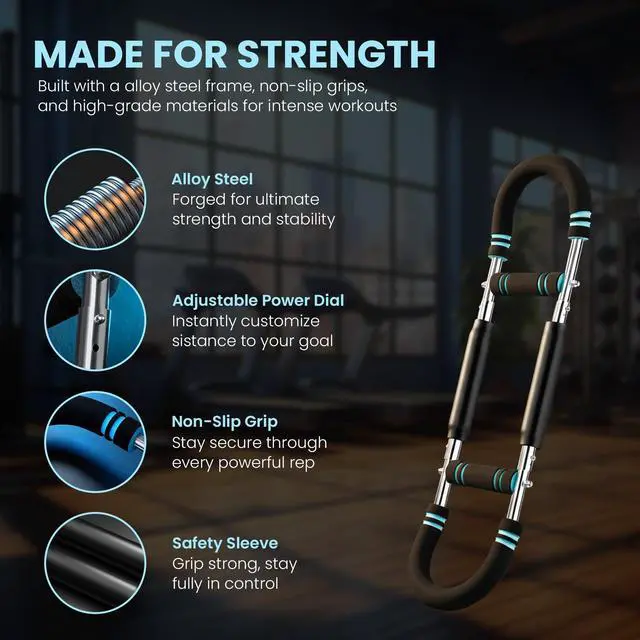 Alt view image 6 of 7 - Arm Twister Trainer & Chest Expander for Men and Women, Adjustable Power Twister Bar with Dual Spring Resistance (60100 lb), Upper Body Strength Equipment for for Home Gym Workouts