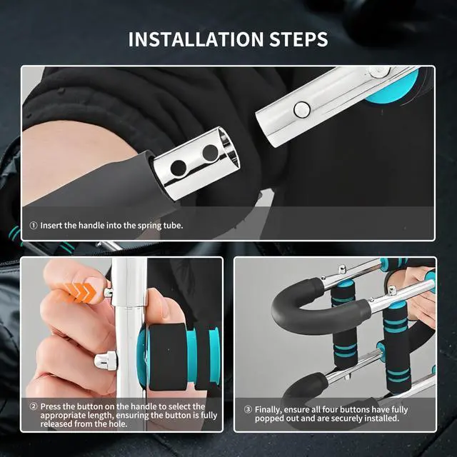 Alt view image 6 of 7 - Twister Arm Trainer, Adjustable Spring Workout Bar, Forearm Triceps Chest Workout Equipment, Portable Home Fitness Equipment