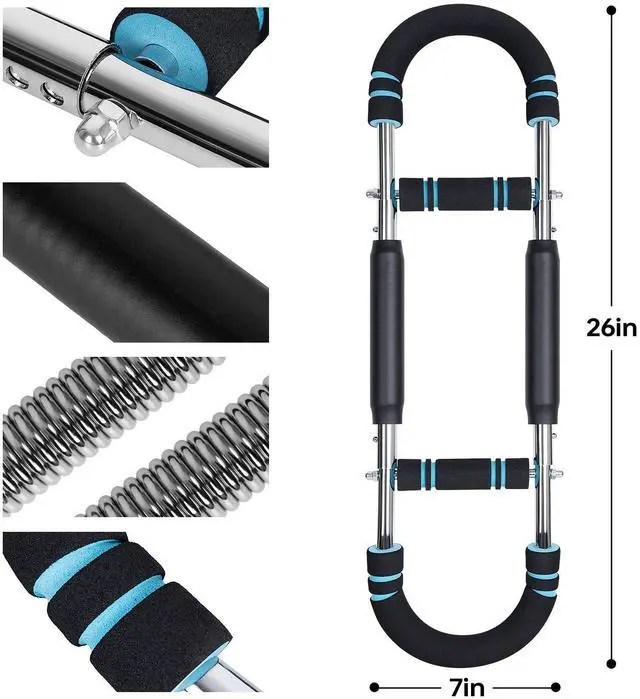 Alt view image 2 of 7 - Twister Arm Trainer, 60-100lb Adjustable Chest & Arm Workout Tool, Compact Twister Arm Strengthener, Portable Power Twister Bar with Snap - Together Detachable Design for Fitness Anywhere(Blue)