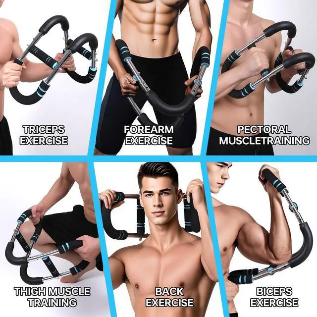Alt view image 4 of 7 - Twister Arm Trainer, 60-100lb Adjustable Chest & Arm Workout Tool, Compact Twister Arm Strengthener, Portable Power Twister Bar with Snap - Together Detachable Design for Fitness Anywhere(Blue)