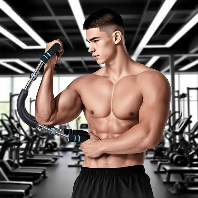 Alt view image 6 of 7 - Twister Arm Trainer, 60-100lb Adjustable Chest & Arm Workout Tool, Compact Twister Arm Strengthener, Portable Power Twister Bar with Snap - Together Detachable Design for Fitness Anywhere(Blue)