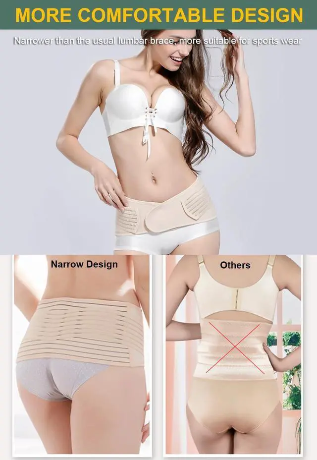 Alt view image 5 of 6 - Back Brace for Lower Back Pain Women, Thin Support Belt Lumbar Support Brace Sacroiliac Belt Hip Brace for Women (Medium)