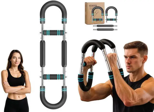 Main image of Power Twister Bar Adjustable 40/50/60 KG Chest Expander and Arm Exerciser for Men, Heavy Duty Steel Spring Upper Body Workout Bar, Forearm Strengthener with Non-Slip Ergonomic Handles