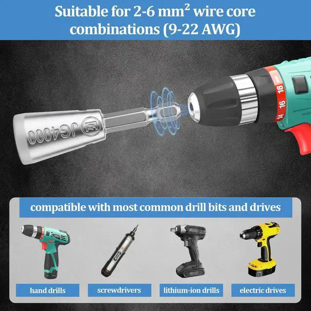 Alt view image 5 of 6 - 3pcs Wire Twister Tool for Drill,Upgrades Wire Nut Twister Compatible with with Power Drills,Electrical Cable Twisting Tool Ideal for Home Repairs, and DIY Projects