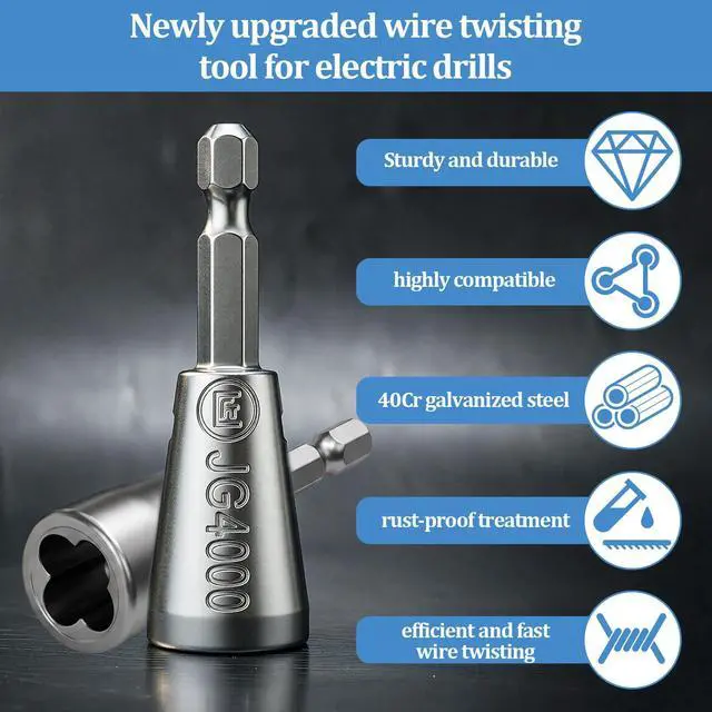 Alt view image 3 of 6 - 3pcs Wire Twister Tool for Drill,Upgrades Wire Nut Twister Compatible with with Power Drills,Electrical Cable Twisting Tool Ideal for Home Repairs, and DIY Projects