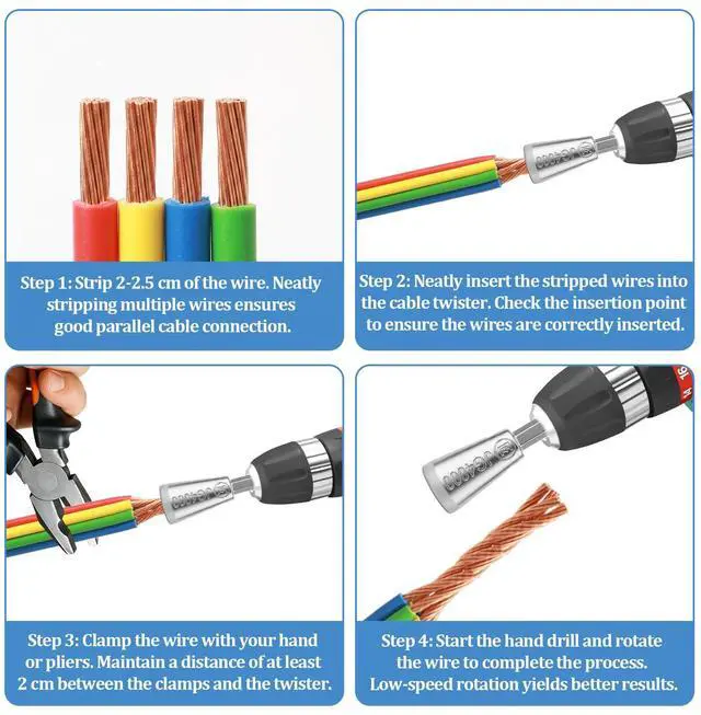 Alt view image 4 of 6 - 3pcs Wire Twister Tool for Drill,Upgrades Wire Nut Twister Compatible with with Power Drills,Electrical Cable Twisting Tool Ideal for Home Repairs, and DIY Projects