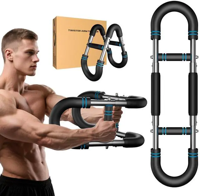 Main image of Upgraded Twister Arm Trainer, Adjustable Chest Workout Equipment, Portable Arm Exerciser for Upper Body Strength Training, Detachable Power Twister Bar for Home Gym Fitness (Blue 30-90 lbs)