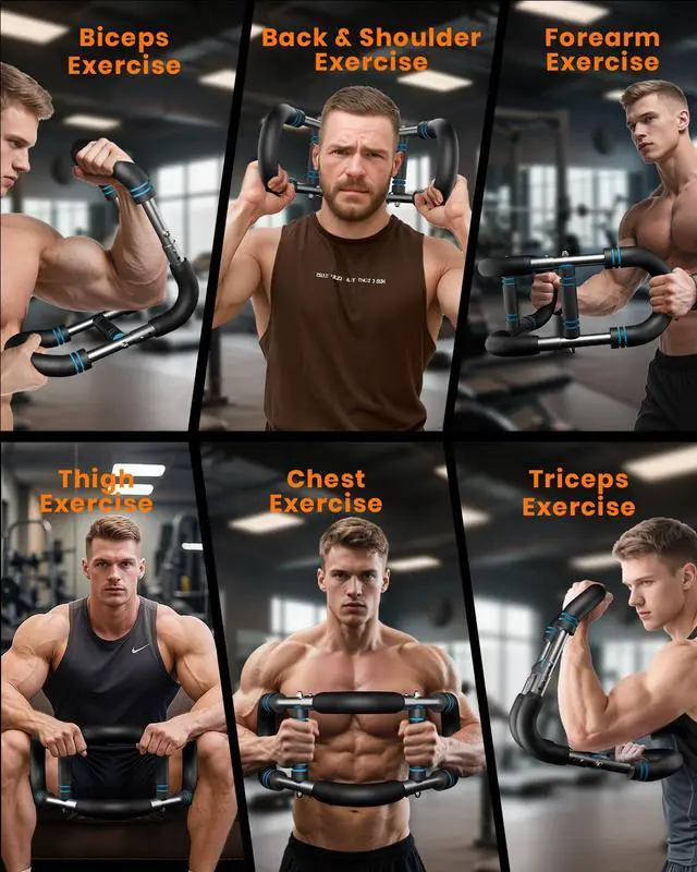 Alt view image 2 of 7 - Upgraded Twister Arm Trainer, Adjustable Chest Workout Equipment, Portable Arm Exerciser for Upper Body Strength Training, Detachable Power Twister Bar for Home Gym Fitness (Blue 30-90 lbs)
