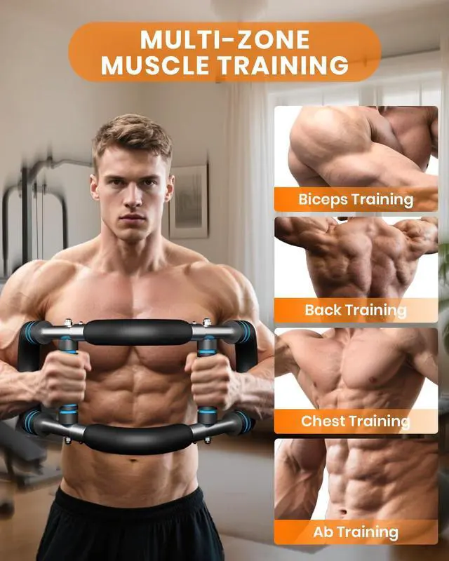 Alt view image 4 of 7 - Upgraded Twister Arm Trainer, Adjustable Chest Workout Equipment, Portable Arm Exerciser for Upper Body Strength Training, Detachable Power Twister Bar for Home Gym Fitness (Blue 30-90 lbs)