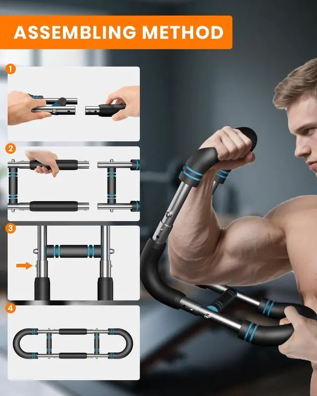 Alt view image 7 of 7 - Upgraded Twister Arm Trainer, Adjustable Chest Workout Equipment, Portable Arm Exerciser for Upper Body Strength Training, Detachable Power Twister Bar for Home Gym Fitness (Blue 30-90 lbs)