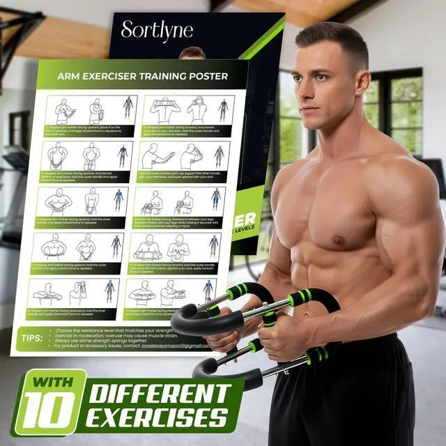 Alt view image 7 of 7 - Sortlyne Twister Arm Trainer, Adjustable 12 Resistance Levels, 20-110 Lbs with 4-Springs, Twister Arm Workout Bar for Upper Body Exerciser and Chest Workout Equipment, Portable Home Gym Chest Trainer