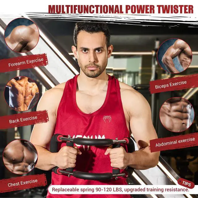 Alt view image 6 of 7 - Springs of Twister Arm Trainer, 90-120LBS Adjustable Resistance Chest Exerciser Springs, Dual Steel Power Twister Spring with Elastic Sleeve for Arm, Back, Chest Workout (Only 2 Springs)