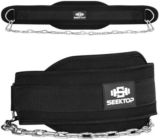 Main image of Dip Belt for Weightlifting - GYM Workout Pull Ups Belt with Chain, Neoprene Waist Dip Belt Crossfit for Weight Lifting, Squat, Training, Fitness, Men & Women (Belt & Chain) (Black)