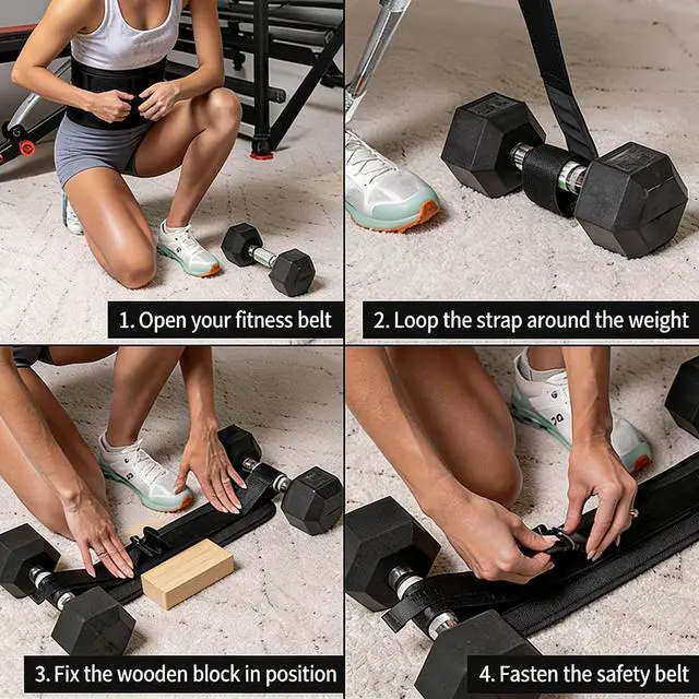 Alt view image 6 of 6 - Hip Thrust Dumbbell Holder Belt: Wide Padded Support Belt for Barbell/Dumbbell/Kettlebell for Home Workouts, Adjustable Strap Non-Slip Safety Comfort Squats & Strength Exercises